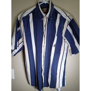 Coliseum Shirt Mens Large Multicolor Striped Button Up Short Sleeve 90s Vintage